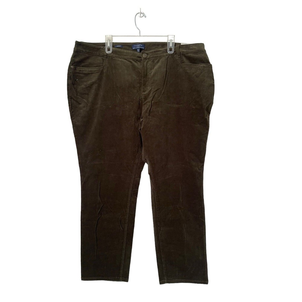 Talbots Simply Flattering 5 Pocket Corduroy Pants 24W Plus Olive‎ Straight NWT